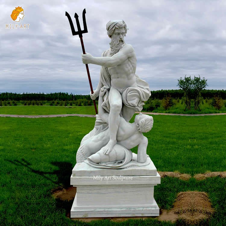 Classic Life Size Nature Stone Poseidon Marble Statue supplier
