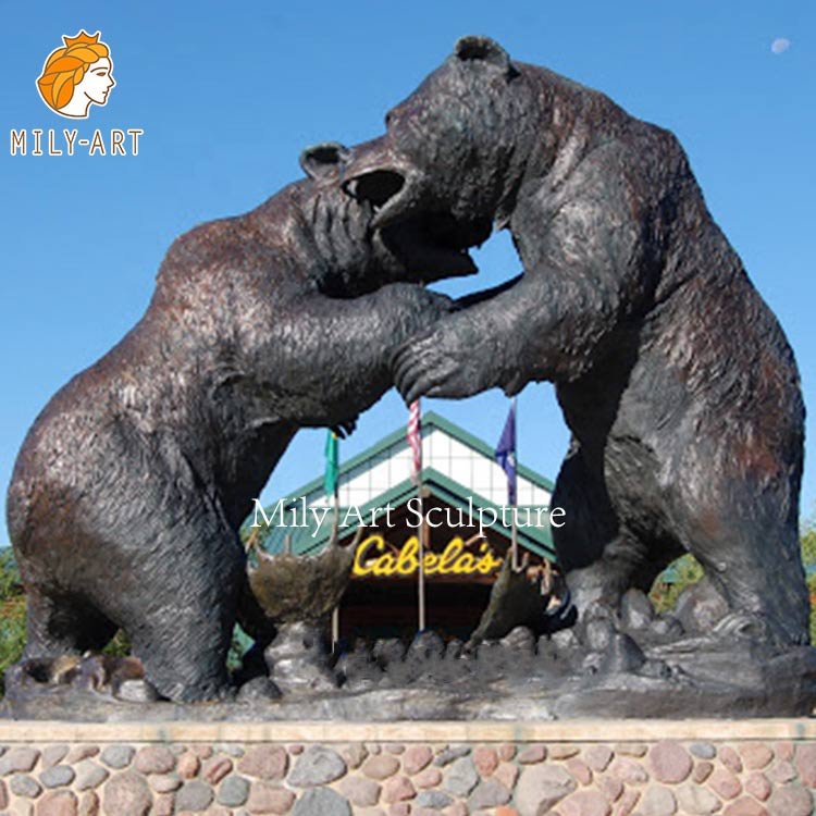 large outdoor bronze bear statue and eagle animal decoration 7