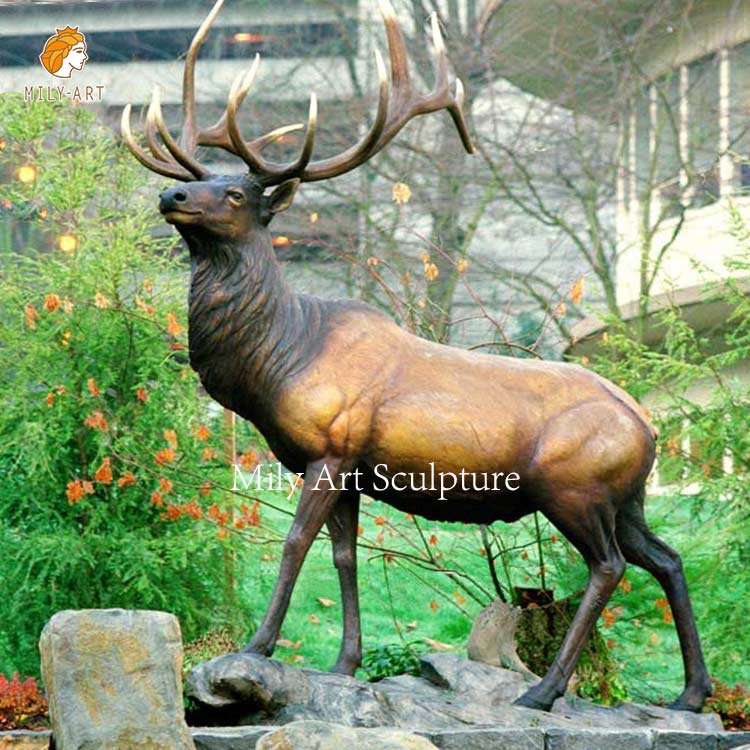 life size decorative bronze elk statues park decor for sale