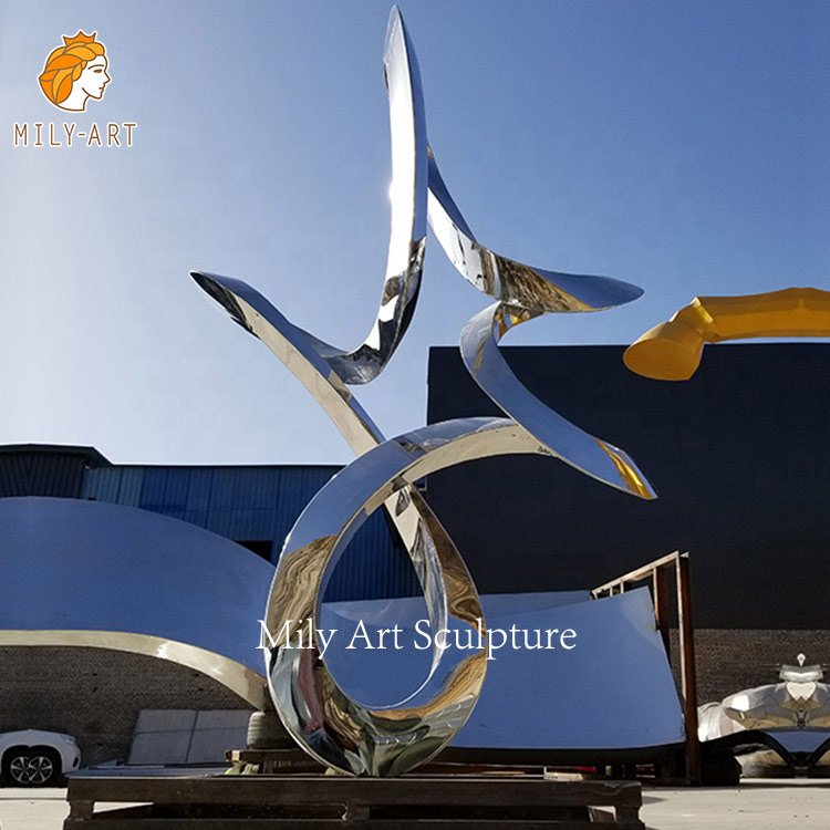 polished abstract stainless steel growth sculpture for sale