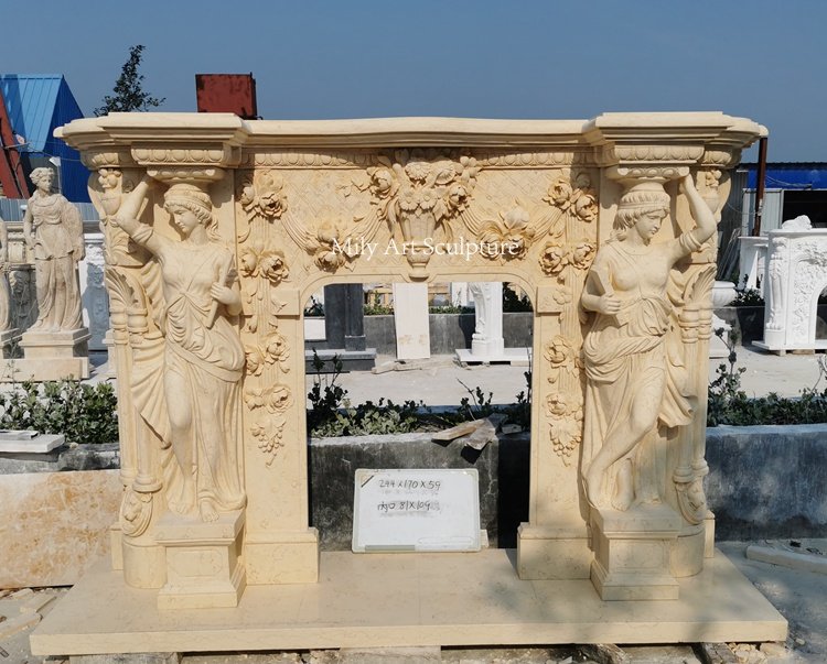 10.3. beige luxurious marble fireplace