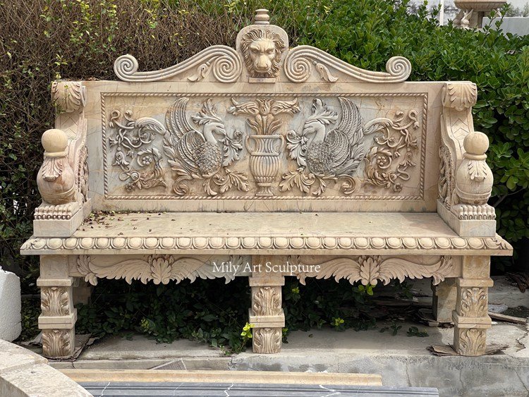 2. antique marble bench with peacock carvings 1