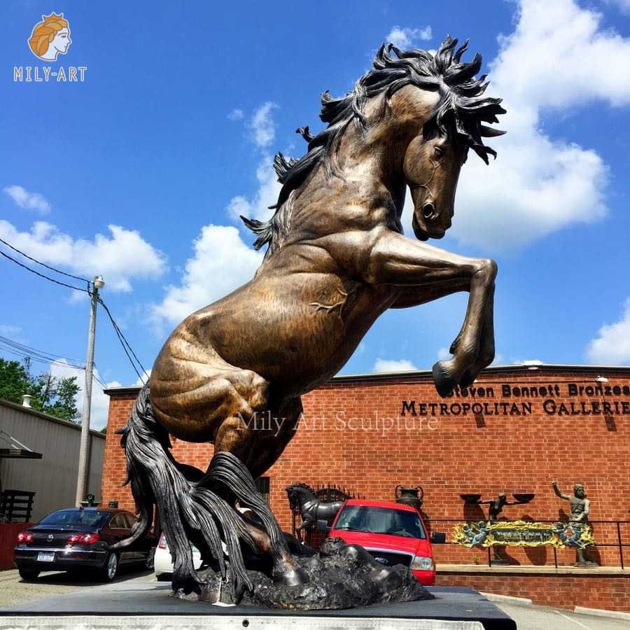 life size bronze rearing horse garden statue mlbs 142