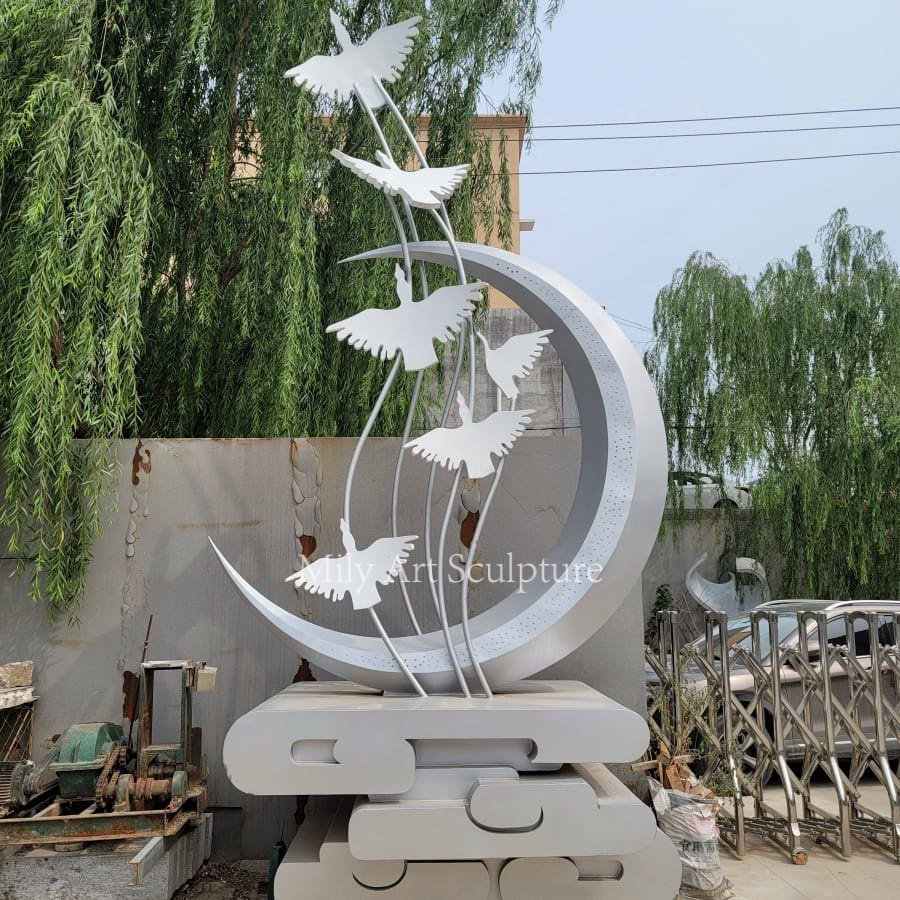 stainless steel bird sculpture