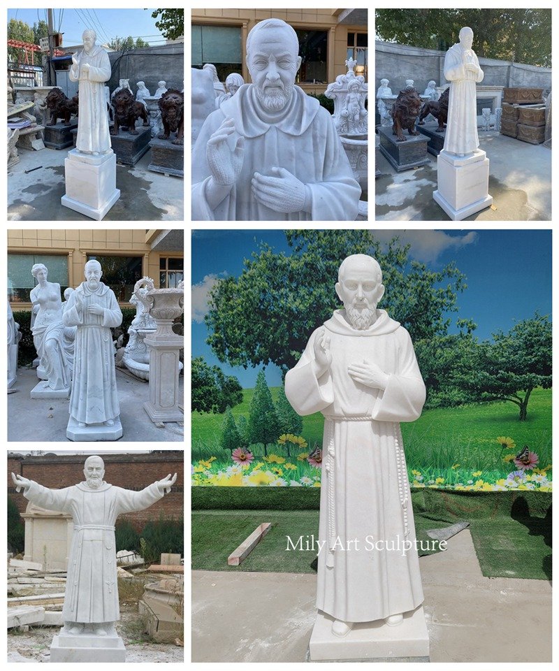 Mily factory Saint Padre Pio statues display
