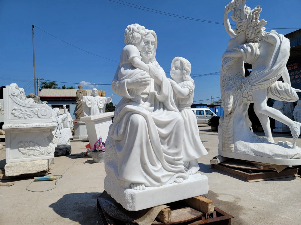 Marble Jesus Statue with Children