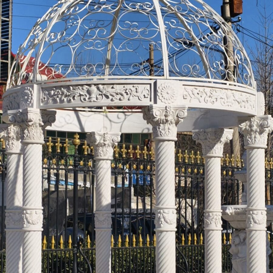 Natural White Marble Garden Pavilion Gazebo Top Detail