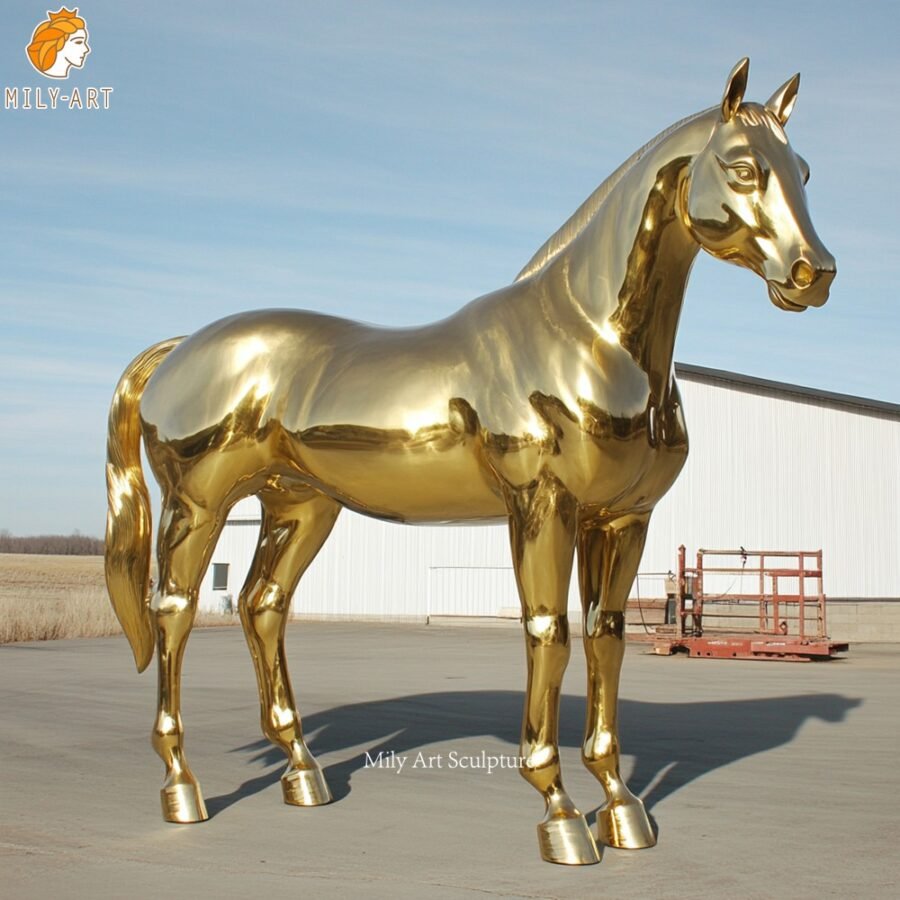 Life Size Standing Brass Horse Statue