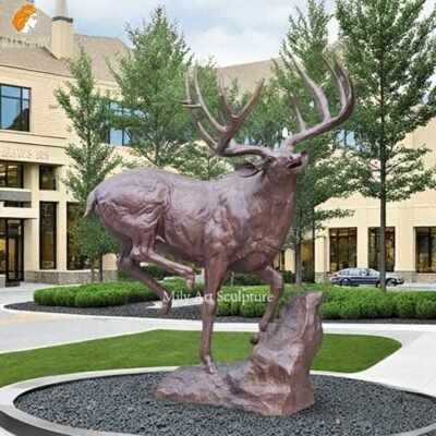 Bronze Whitetail Deer Sculpture for Outdoor Decor